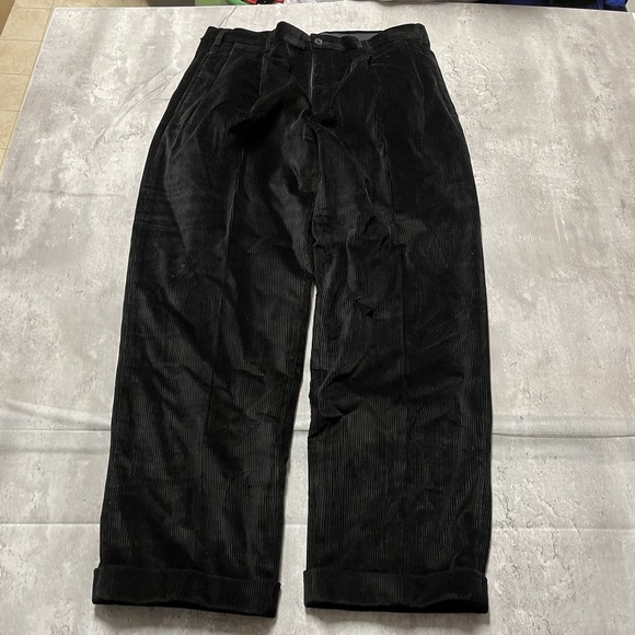 Nautica Other - Mens Nautica Rigger Cuffed Pleated Corduroy Pants Size 38x30 Black